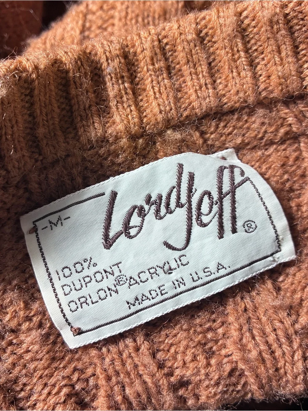 Lord Jeff vintage brown cable knot cardigan sweater Sz Medium
